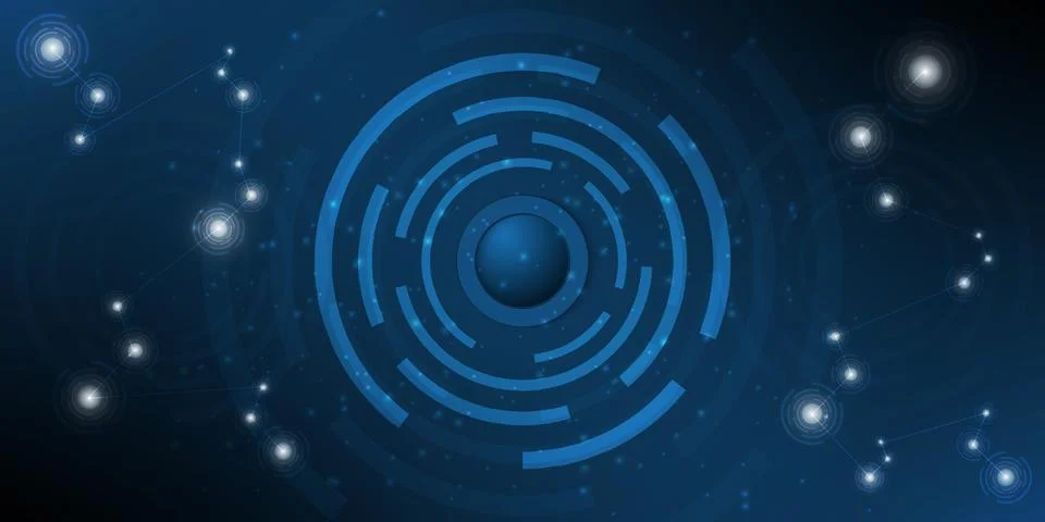 Digital hi-tech with circle and particles design. Stock Illustration