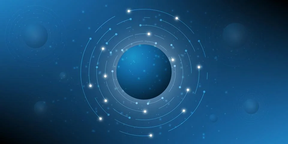 Digital hi tech with circle and particles design. Stock Illustration