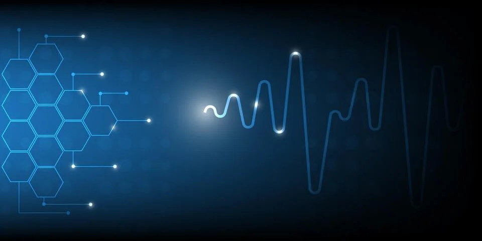 Digital hi tech hexagons technology background. Stock Illustration