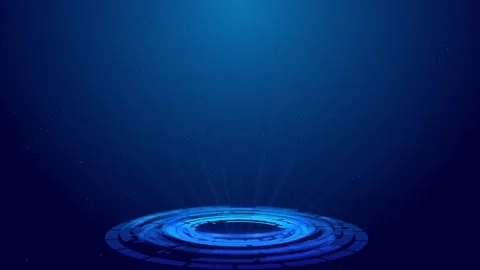 Digital high-tech Technology blue circle light stage on futuristic elements Stock Footage 295174410
