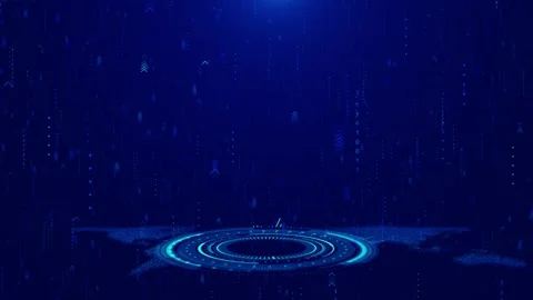 Digital high-tech Technology blue circle light stage on futuristic elements Stock Footage 295176558