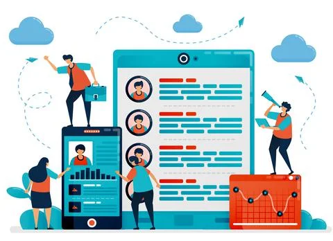 Digital hiring and recruitment by using mobile to choose employees. Job appli Stock Illustration