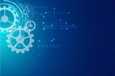 Digital hitech technology with gearwheel and Geometric network lines backgrou Illustrazione stock