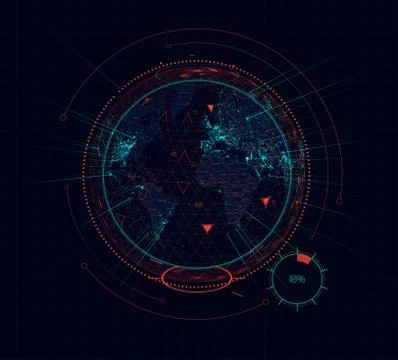 Digital holographic earth globe sci-fi futuristic interface. Vector Stock Illustration