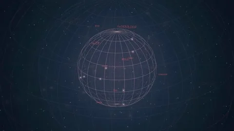 Digital Holographic Globe Rotating in Dark Space with Glowing Data Points and Stock Footage 343159899