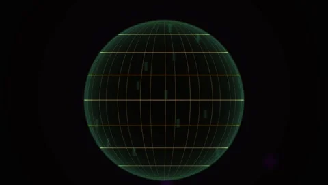 Digital Holographic Globe Wireframe Animation with Floating Data Points. Stock Footage 341805090