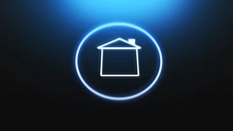 Digital Home Button on Device or Screen Glows Blue 00142 Stock Illustration
