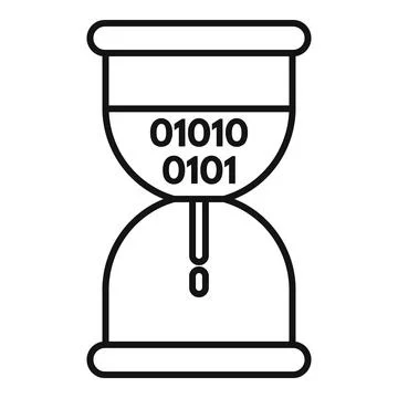 Digital hourglass displaying binary code representing flowing data Stockillustratie