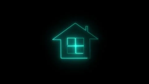 Digital house icon represents smart home automation security tech. Modern h.. Stock Footage 338240324
