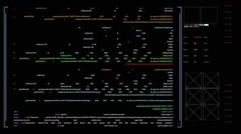 Digital HTML text  on User Sci Fi interface Видео 65783246