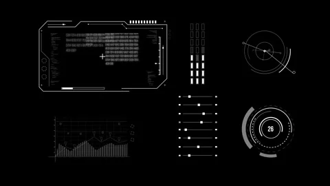 Digital HUD background with numerous dynamic digital elements. Stock Footage 346603122