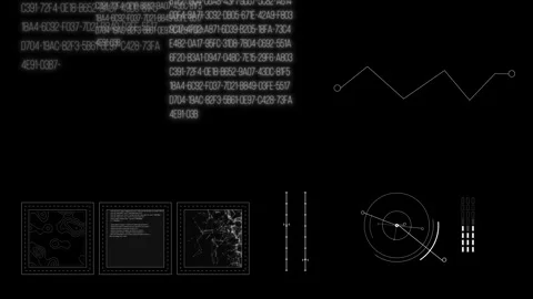Digital HUD background with numerous dynamic digital elements. Video stock 346603858