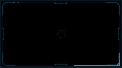 Digital hud camera viewfinder overlay with targeting reticle and scanning i.. Stock Footage 337560026