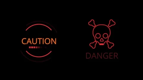 Digital HUD caution and danger message, suitable for use in hud and sci-fi Stock Footage 243661204