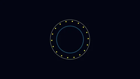 Digital HUD circle wave animation with glowing cyan light pulses Stockbeeldmateriaal 347984973