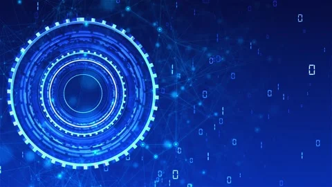 Digital HUD Circles and Binary Plexus Interface Stock Footage 315412596
