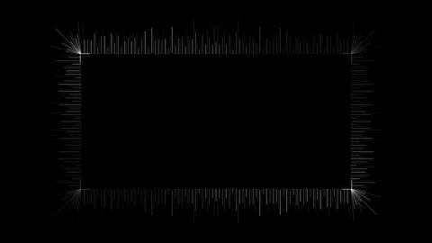 Digital hud frame overlay with pulsing audio frequency bars for tech interfac Stock Footage 344858816