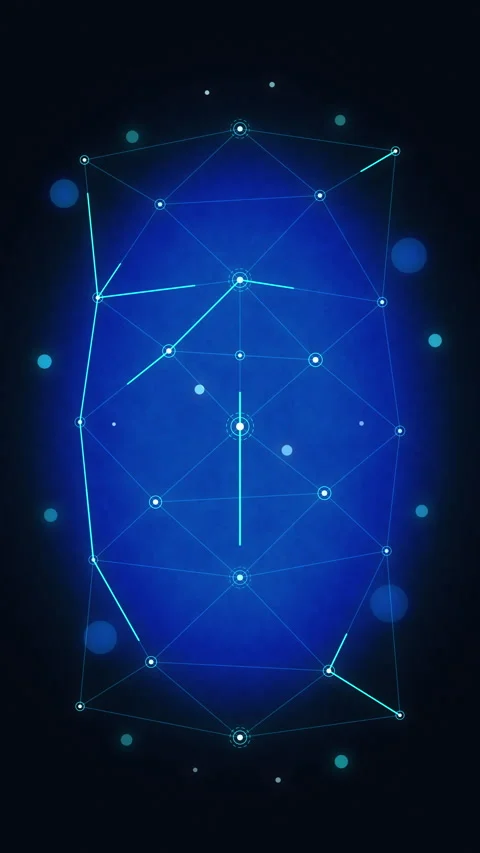 Digital hud grid interface animation with glowing cyber security shield pattern Stock Footage 347562077