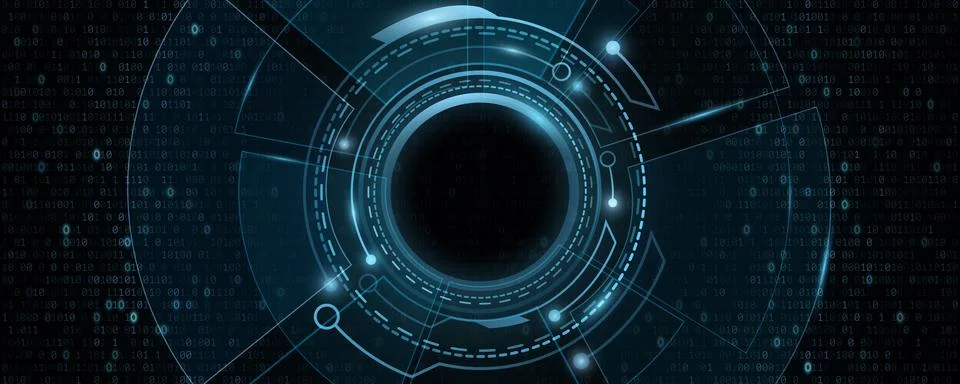 Digital HUD GUI UI with binary code. Futuristic, sci fi user interface. Virtu Stock Illustration