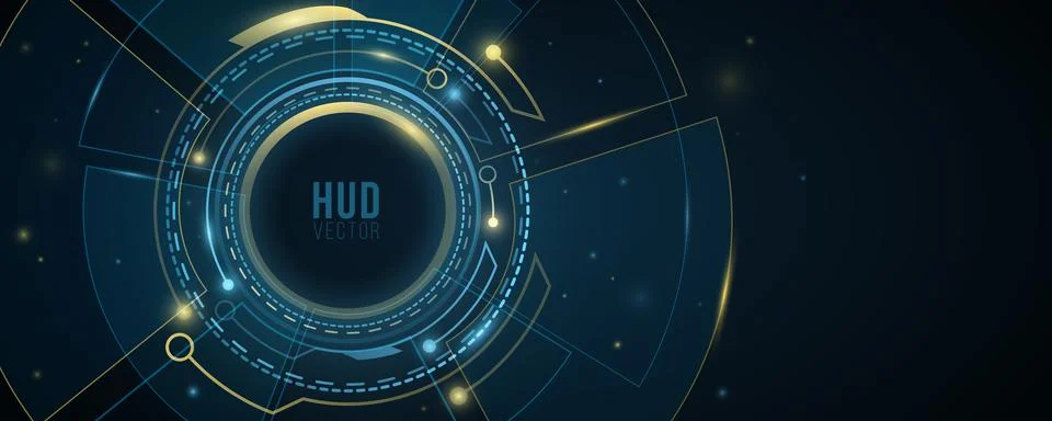 Digital HUD GUI UI with light effects. Futuristic, sci fi user interface. Vir Stock Illustration