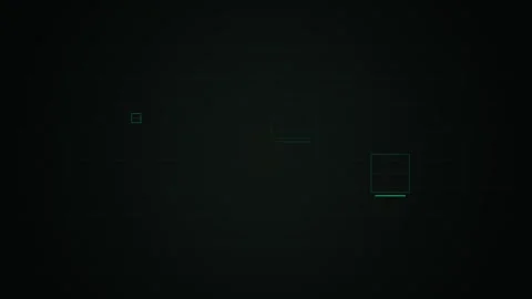 Digital HUD Interface With Animated Floating Squares In Green Neon Stock Footage 339925533