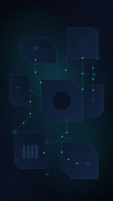 Digital hud interface with animated network nodes and data flow connectivit.. Stock Footage 348283800