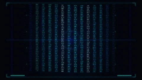 Digital HUD interface with blue data streams and glowing cyber metrics Stock Footage 347941777