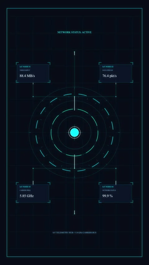 Digital hud interface with circular radar, data scanning, network analysis,.. Stock Footage 348329854
