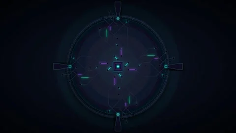 Digital hud interface with glowing circuitry and data flow animation for te.. 스톡 동영상 344852341