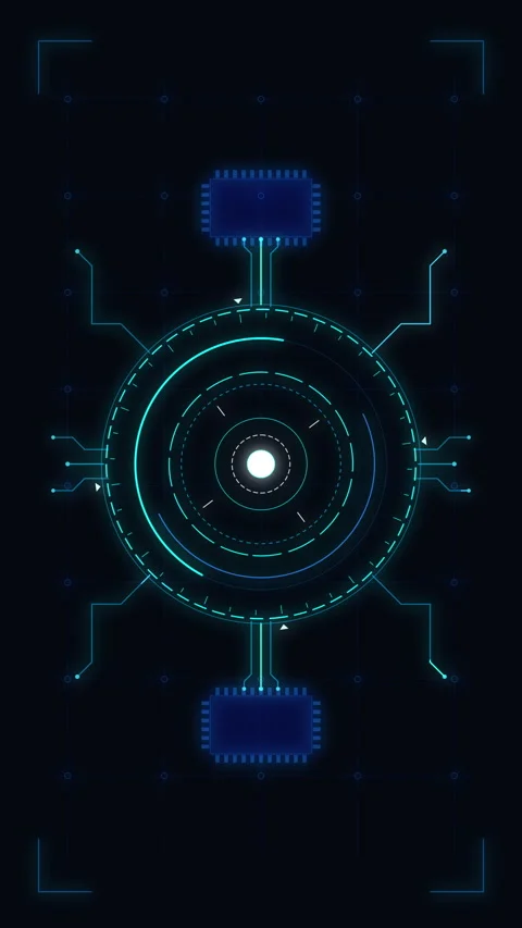 Digital hud interface loop with data scanning, futuristic circle, neon line.. Stock Footage 348329820