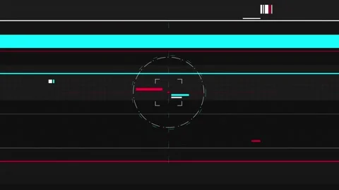 Digital hud interface overlay with glitch effects and scanning target reticle Stock Footage 337555653