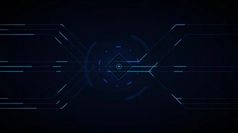 Digital hud interface with pulsing data nodes and cybernetic circuitry back.. Stock Footage 337560036