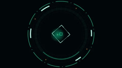Digital HUD Interface with Rotating Circular Elements Stock Footage 341806464