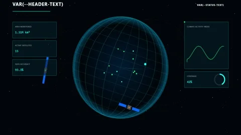 Digital HUD Interface with Rotating Holographic Globe Stock Footage 340876974