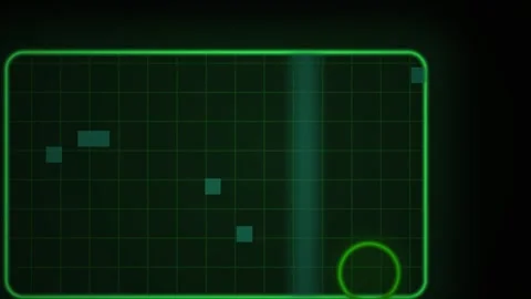 Digital HUD Interface with Scanning Radar and Data Points. Stock Footage 341805075