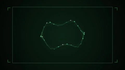 Digital HUD Interface Showing Animated Green Abstract Geometric Network Stock Footage 339925505