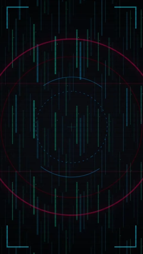 Digital HUD Interface with Vertical Scanning Lines and Circular Radar Overlay Stock Footage 346204445