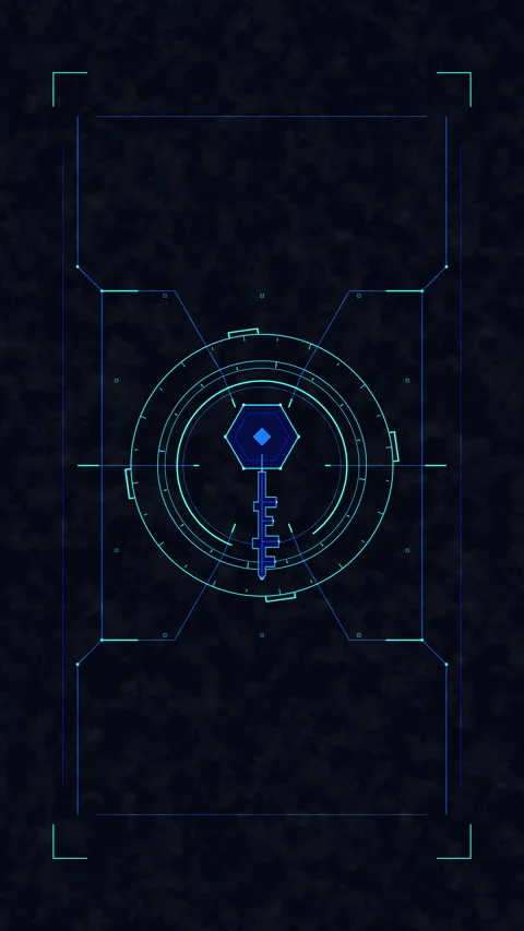 Digital hud key icon animation, cyber interface data symbol Stock Footage 348329973