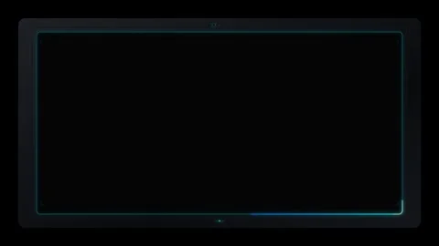 Digital hud loading frame with glowing cyan progress bar border overlay on .. Stock Footage 344858041