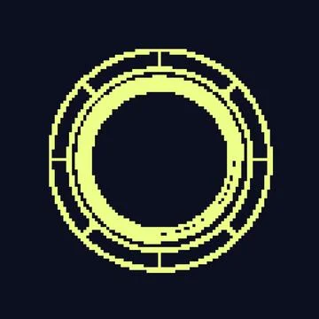 Digital hud round frame pixel art vector illustration 스톡 일러스트