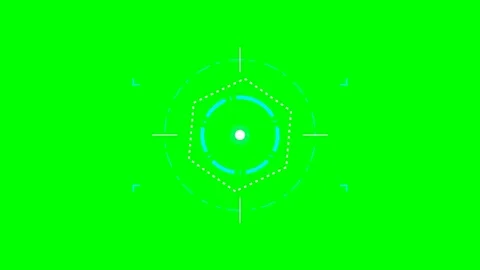Digital hud target scope overlay design on a vibrant green screen background Video stock 340266760