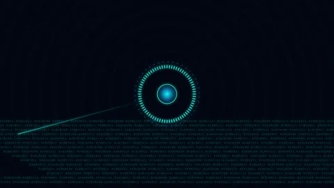 Digital HUD technology animation with glowing data streams Stock Footage 345548460