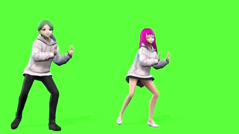 Digital Human Anime Dance Movement Loop Chroma Key Stock Footage 320598811