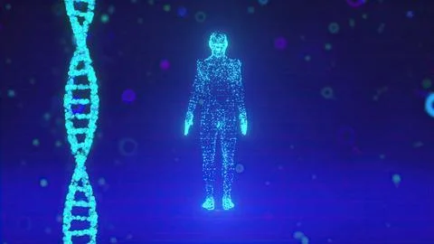 Digital human body with DNA Illustrazione stock