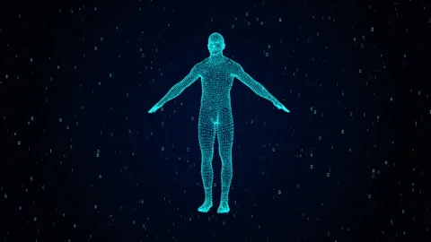 Digital Human Body Revolving with Binary Code Video Animated Background 動画素材 336372373