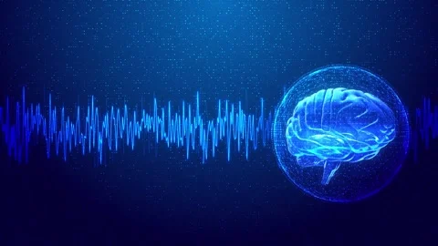 Digital Human Brain Audio Waves Particle Grid Animation Stock Footage 315386120