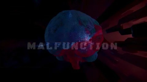 Digital Human Brain Hologram With Glitch Effect and Malfunction Text Stock Footage 336900936