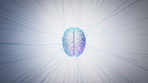 Digital Human Brain with Neural Network Connections. Synapses and neural Stock Footage 255147023