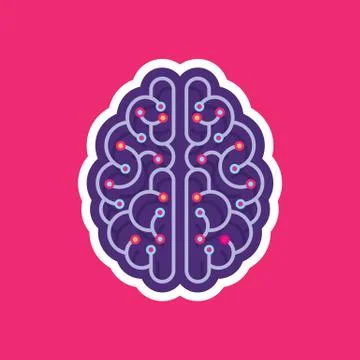 Digital human brain - vector logo concept illustration in flat style design. Stock Illustration