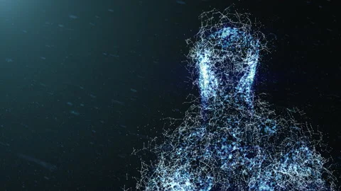 Digital human figure. Concept of AI human synergy, neural network, data flow 動画素材 134783975